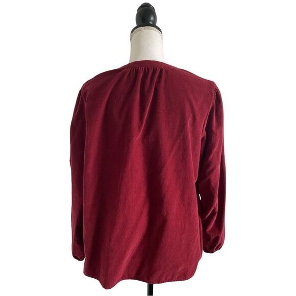 Time and Tru Puff Sleeve Corduroy Tunic Top Rich Red Women’s Size Medium - Picture 6 of 9